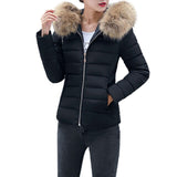 Winter Down Coat Fashion Solid Chic Short Fur Coat Hooded Female Oversize Jacket Cotton Padded Wadded Parkas Wind Breaker