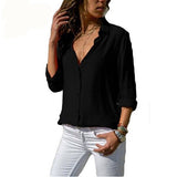 Women White Blouses Basic Selling Button Solid 2019 Autumn Long Sleeve Shirt Female Chiffon Women's Slim Clothing Plus Size Tops