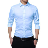 Men Long Sleeve Shirts Slim Fit Solid Business Formal Shirts for Autumn FS99