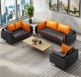 Leather office creative sofa simple modern business reception three person iron tea table combination suit