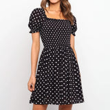 SAGACE Fashion Women Spring And Summer Short-sleeved Square Neck Polka Dot Print Dress Simple And Elegant Mini женское платье