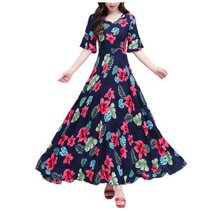 SAGACE Women Fashion Dresses 2021Summer Sexy Floral Print Longuette Dress V Neck Sexy Female Beach Dress Short Sleeve For Ladies