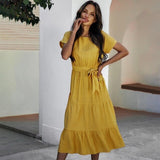 Plus Size Ruffle Dress Women's Asymmetrical Sundress ZANZEA 2021 Fashion Summer Maxi Vestidos Female Short Sleeve Robe Femme XL
