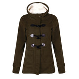 Women Winter Warm Coat Jacket Outwear Hooded Cotton Fur Coat Windproof Long Sleeve Thicken Parka Ox horn buckle  J55