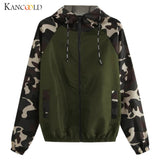 KANCOOLD Women's casual camouflage hooded jacket 2019 new autumn camouflage stitching contrast color zipper hooded jacket