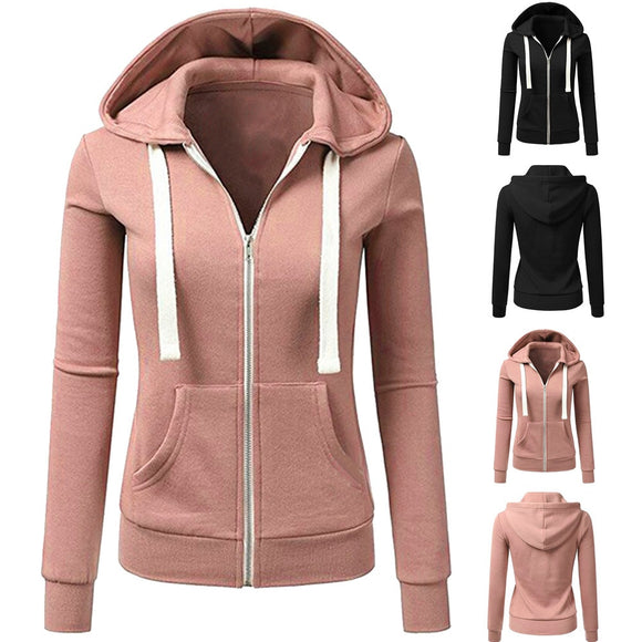 Fashion Women Long Sleeve Patchwork Solid Color Hooded Zipper Casual Sport Ventilate Coats And Jackets Women Winter Autumn J60