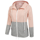 New Ladies Outdoor Solid Color Stitching Waterproof Lightweight Coat Women Coat Windproof Hooded Rain Jacket