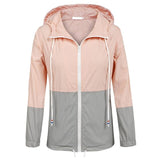 New Ladies Outdoor Solid Color Stitching Waterproof Lightweight Coat Women Coat Windproof Hooded Rain Jacket