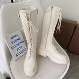 2021 Summer New Knight Boots Net Retro College British Style Thick Bottom Thick Heel Motorcycle Boots Fashion