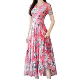 Printing Dresses For Women Fashion Summer O-neck Knee Length Short Sleeve Printing Dress Elegant Skirt Gift Ensemble Alt Clothes