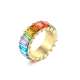 Lost Lady Summer Colorful Rainbow Zircon Wide Rings for Women INS Fashion Girls Crystal Rings Wholesale jewelry Bijoux Love Gift