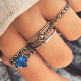 2021 Vintage Bohemian Ring Sets Heart Butterfly Gold Color Rings Crystal Geometric Knuckle Midi Rings for Women Jewelry Gifts