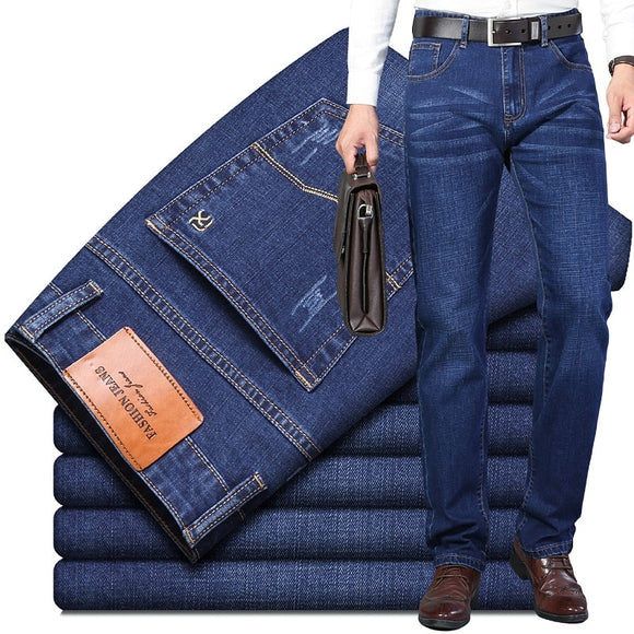 2020 Autumn Men's Jeans Loose Fit Straight Leg Fashion Micro-elastic Casual Jeans Men Jeans