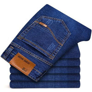 Odinokov 2018 New Men Black Blue Jeans Business Fashion Classic Style Elastic Slim Trousers Jeans Male