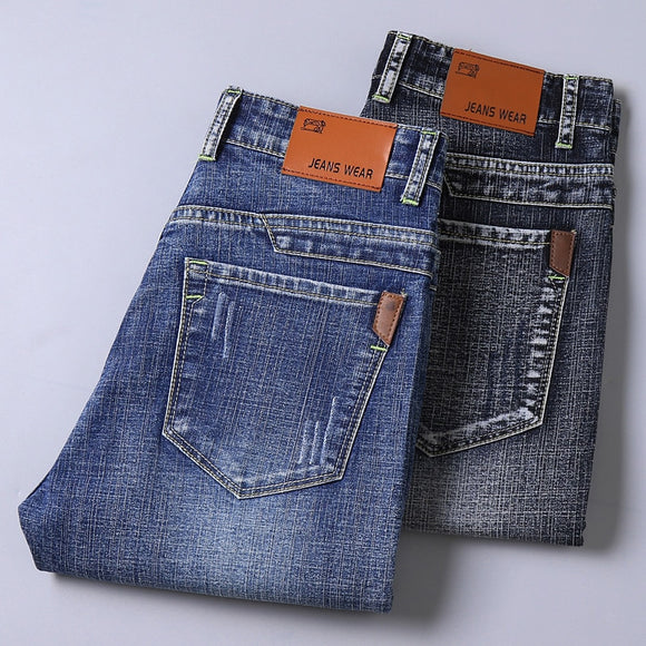 2021 Summer New Men'S Business Slim Denim Shorts Fashion Loose Casual Stretch Blue Thin Jeans Male Trendy Brand Five-Point Pants