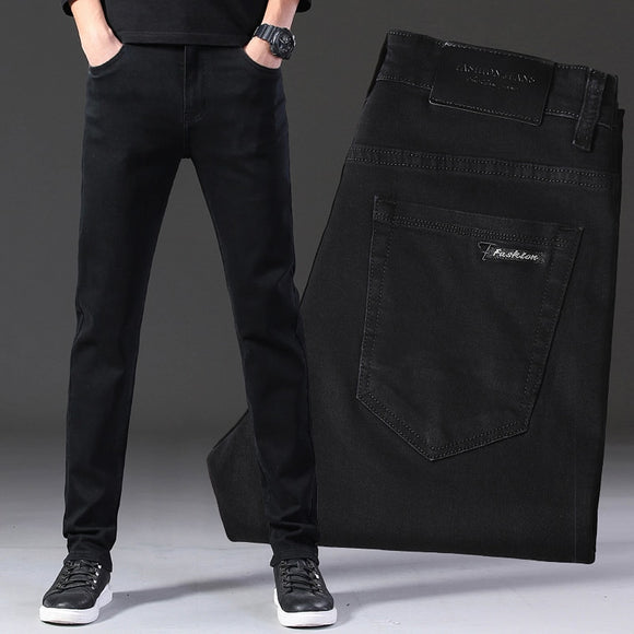 2020 Autumn Section Youth Black Business Stretch Casual Fashion Cotton Soft Street Long Pants Jeans Straight  Biker Jeans Men