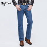 Spring Autumn Men's Smart Jeans Business Fashion Straight Regular Light blue Stretch Denim Trousers Classic Men Plus Size 40 42