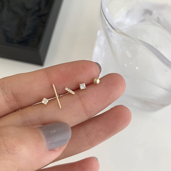 5pcs/set Gold Silver Color Crystal Stud Earring Set For Women Simple Cute Small Earrings 2021 New Fashion Korean brincos Jewelry