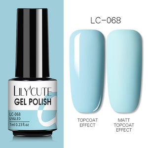 LILYCUTE 7ml Gel Nail Polish  For Nails Semi Permanent Soak Off Gel UV LED Varnishes Base Top Matte Coat Gel Polish