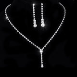 Women's Silver Color Fashion Wedding Jewelry Luxury Crystal Pearl Necklace/Bracelet/Ring/Earrings Ladies Jewelry Sets for Bridal