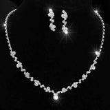 Women's Silver Color Fashion Wedding Jewelry Luxury Crystal Pearl Necklace/Bracelet/Ring/Earrings Ladies Jewelry Sets for Bridal