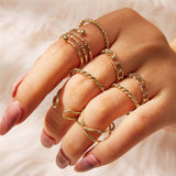 WUKALO New Vintage Gold Crystal Rings 2021 Bohemian Moon Star Ring For Women Midi Finger Ring Set Wedding Fashion Jewelry Gifts