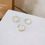 LATS Punk Gold Round Hollow Geometric Rings Set for Women Girls Fashion Cross Twist Open Joint Ring 2021 Female Jewelry Gift