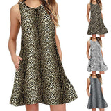 Summer Dress Women's Summer Casual Sleeveless Print  Short Sleeve O-Neck Short Party Dress платье летнее 2021