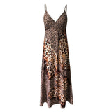 Sexy Women Dress Summer Party Dress Deep V Leopard Butterfly Wrap Sling Sleeveless Nightclub Beach Long Dress Bodycon Dress