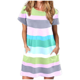 Summer Dress Fashion Women's Summer Stripe Print  Loose Sleeveless Dress Long Dress платье летнее 2021
