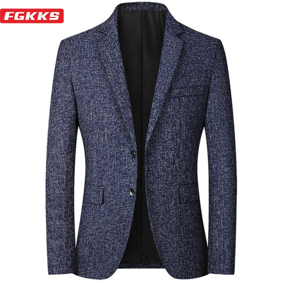 FGKKS 2021 Spring Autumn Blazers Men Fashion Slim Casual Business Handsome Suits Brand Men's Blazers Tops