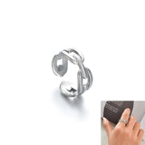 Letdiffery Boho 4 Style Stainless Steel Women Rings Vintage Geometric Open Ring Jewelry Dropshipping