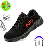 Breathable men's safety shoes steel toe shoes non-slip work boots indestructible shoes puncture-resistant sneakers for men
