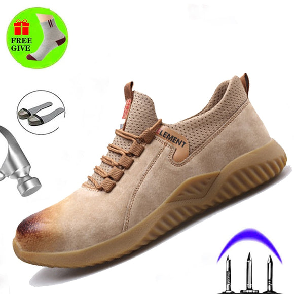 Men's Outdoor Construction Plus Size Shoes Work Boots Steel Toe Cap Men Camouflage Safety Shoes Breathable Puncture Proof
