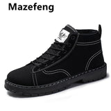 Mazefeng Men's Canvas Sneakers 2020 Simple Versatile Large Size 47 High Top Men's Shoes Lovers Casual Shoes Boots for Boys Male