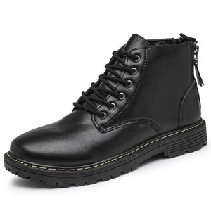 Martin boots men's Trendy Korean version of work boots lace-up British style thick-soled boots with round toes men's cowhide boo