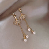 Women Long Tassel Earrings Korean Sweet Butterfly Rhinestone Earring Elegant Geometric Hanging Earring Jewelry 2021 New