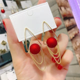 European And American Fashion Vintage Hollow Out Triangle Marble Round Beads Leaf Earrings For Woman Girls Jewelry