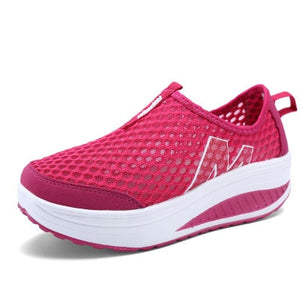 Women Casual Sneakers Comfortable Sport Fashion Height Increasing Shoes for Woman 2021 Breathable Air Mesh Swing Wedges Sneakers