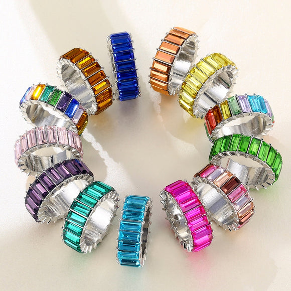 VG 6YM 2021 High Quality Rainbow Ring Cubic Engagement Ring for Women Eternity Colors Ring Females Jewelry Accessories Wholesale