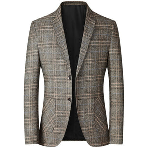 FGKKS 2021 Spring Men’s Plaid Blazers British Printed Wedding Business Casual Blazer Suit Jacket Male Formal Blazers