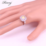 Many Colors Unique Orange Zircon 925 Sterling Silver Jewelry Stud Earrings Adjustable Ring Necklace Set Bridal Jewelry