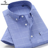 SHAN BAO classic brand men's business casual loose plaid short-sleeved shirt 2021 summer professional office large size shirt