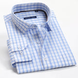 6XL 7XL 8XL 9XL 10XL 12XL Men's Business Casual Classic Plaid Long Sleeve Shirt Spring Brand Clothing 100% Cotton Loose Shirt