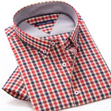 2021 Summer Men's Classic Plaid Short Sleeve Shirt High Quality 100% Cotton Lightweight and Comfortable Youth Fashion Shirt