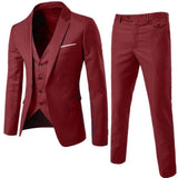 Puimentiua Men's Slim Suits Men's Business Casual Clothing Groomsman three-piece Suit Blazers Jacket Pants Trousers Vest Sets