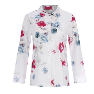 Elegant Blouses Women Plus Size Loose Print V-neck Print Button Blouse Pullover Tops Shirt Blusas Femininas De Verao