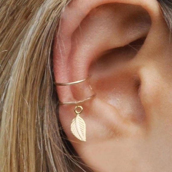 Fashion Leave Ear Cuff Metal Silver Gold Cartilage No Piercing Earrings Ear Clip Charming for Women Holiday Party Jewelry Gift