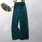 Summer Wide Leg Pants For Women Casual Elastic High Waist 2021 New Fashion Loose Long Pants Pleated Pant Trousers Femme