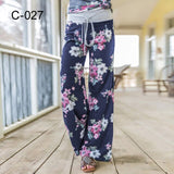 Summer Women Yoga Long Pants 2021 Home Loose Pant Floral Print Drawstring Casual Wide Leg Trouser Sports Sweatpants Plus Size